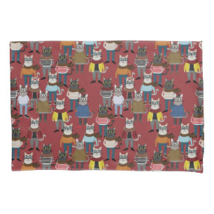 Cool Hipster Cat Pattern Pillowcase