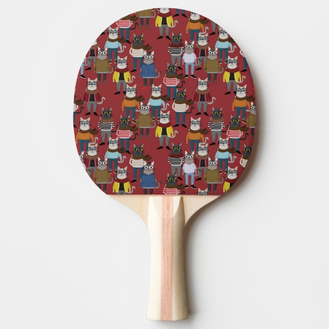 Cool Hipster Cat Pattern Ping Pong Paddle (Front)