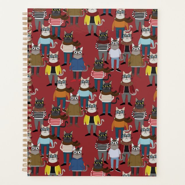 Cool Hipster Cat Pattern Planner (Front)