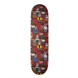 Cool Hipster Cat Pattern Skateboard