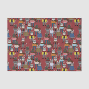 Cool Hipster Cat Pattern Tissue Paper