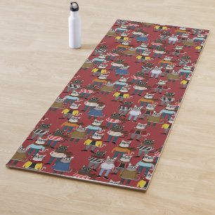 Cool Hipster Cat Pattern Yoga Mat