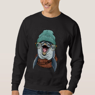 Cool Hipster Dolphin Animal Wearing Glasses Dolphi Sweatshirt