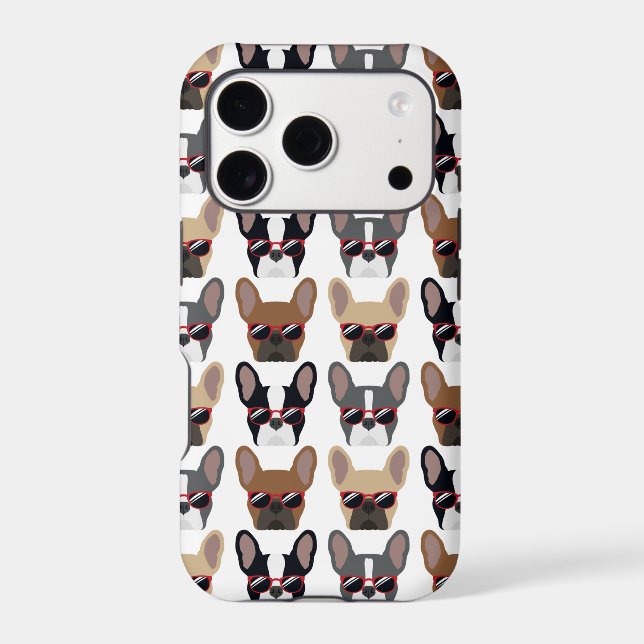 Cool Hipster French Bulldog Patterned Phone Case (Back)