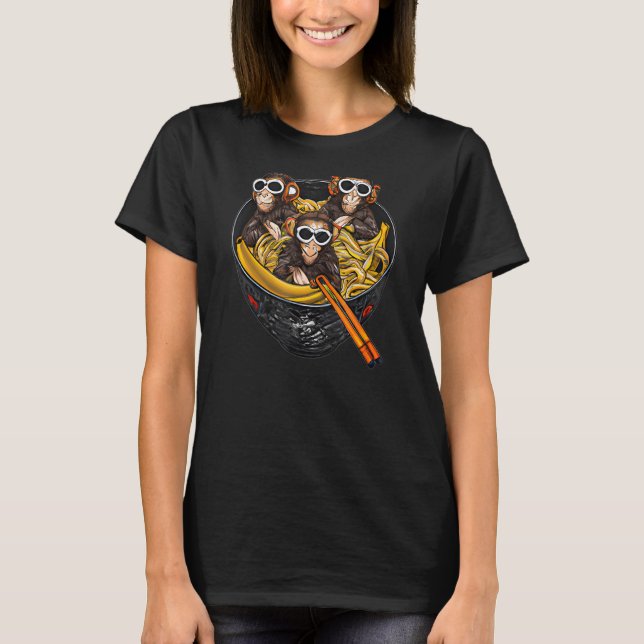 Cool Hipster Monkeys with glasses swimming in bowl T-Shirt (Front)
