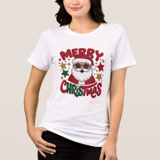 Cool Hipster Santa Claus Sunglasses Retro Face Tri-Blend Shirt