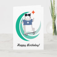 Cool Hipster Skateboarding Bear Birthday