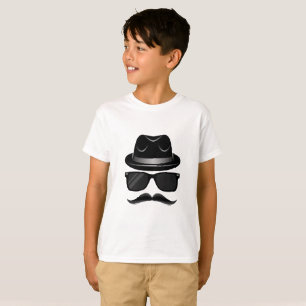 Cool Hipster with moustache, hat and sunglasses T-Shirt