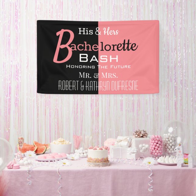 Cool His & Hers Combo Bachelor/ette Personalised Banner (Party)