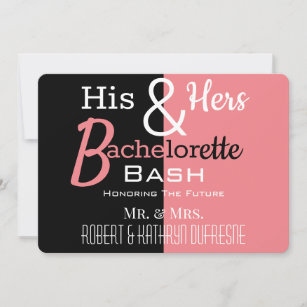 Cool His & Hers Combo Bachelor/ette Personalised C Invitation