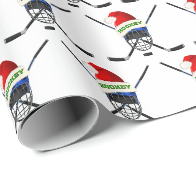 Cool Hockey Christmas Wrapping Paper or YOUR Image (Roll Corner)