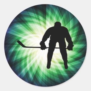 Cool Hockey Player Classic Round Sticker