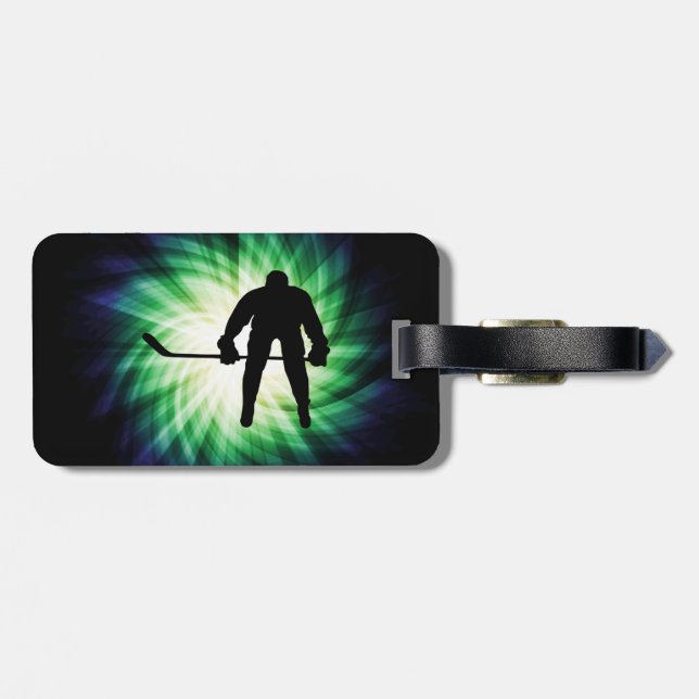 Cool Hockey Player Luggage Tag (Back Horizontal)