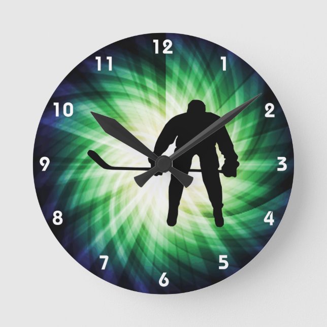 Cool Hockey Player Round Clock (Front)