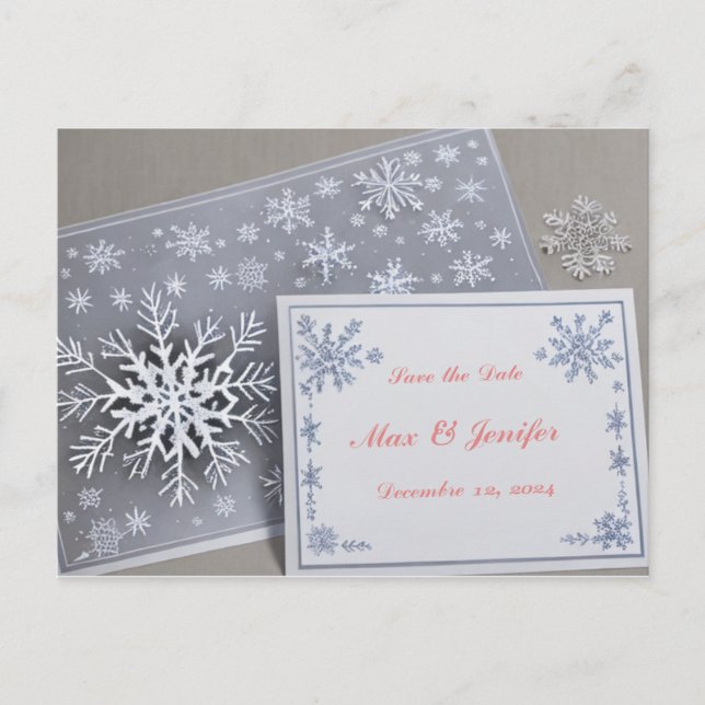 Cool Holiday & Christmas Wedding Save the  Date  Announcement Postcard (Front)