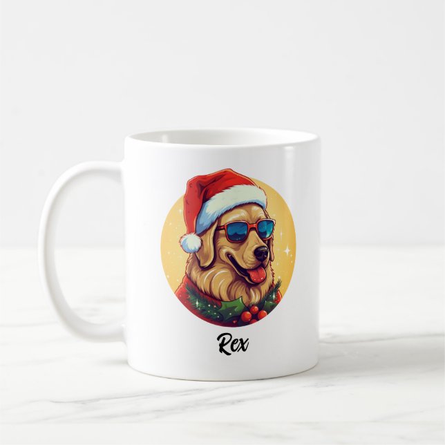 Cool Holiday Golden Retriever Santa’s Pet Coffee Mug (Left)
