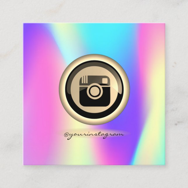 Cool Holographic Instagram Social Media Square Business Card (Front)