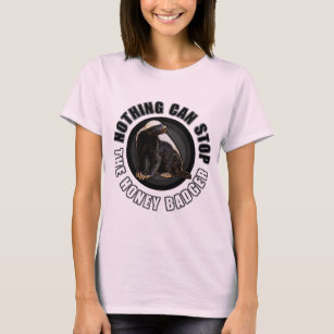 Cool Honey Badger Round Logo Style Graphic T-Shirt