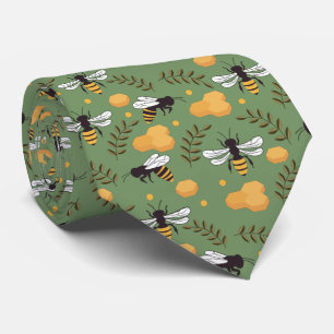 cool honey bee tiled pattern Neck Tie