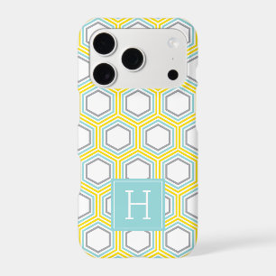 Cool Honeycomb Pattern and Aqua Monogram