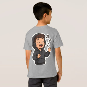 Cool Hoodie Boy Singing Sticker 🎧 Music Lover A T-Shirt