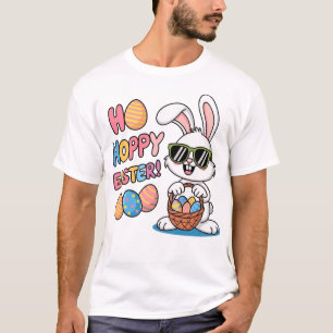 Cool Hoppy Easter Bunny Sunglasses and Basket Kids T-Shirt