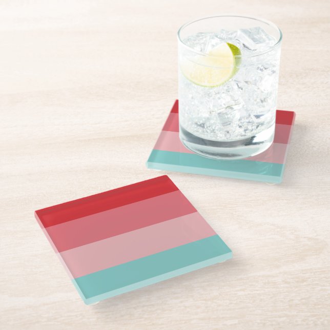 Cool Horizontal Striped Square Paper Coaster (Angled)