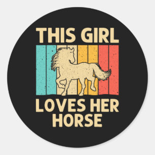 Cool Horse For Girls Kid Horseback Riding Lover Ro Classic Round Sticker