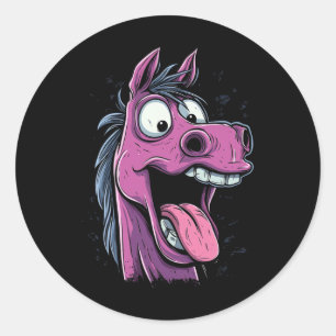 Cool Horse Showing Tongue Horses Riding On Horseba Classic Round Sticker