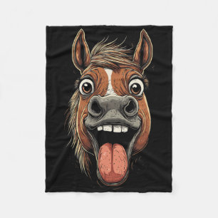 Cool Horse Showing Tongue Horses Riding On Horseba Fleece Blanket