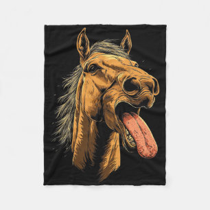 Cool Horse Showing Tongue Horses Riding On Horseba Fleece Blanket
