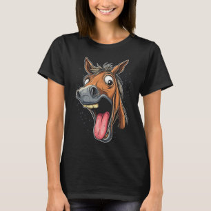 Cool Horse Showing Tongue Horses Riding On Horseba T-Shirt