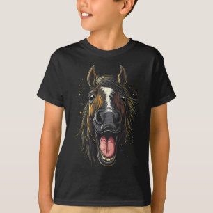 Cool Horse Showing Tongue Horses Riding On Horseba T-Shirt