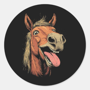 Cool Horse Showing Tongue Horses Riding On Horseck Classic Round Sticker