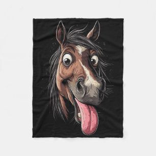 Cool Horse Showing Tongue Horses Riding On Horseck Fleece Blanket