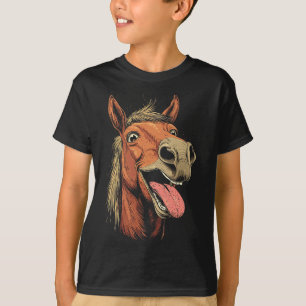 Cool Horse Showing Tongue Horses Riding On Horseck T-Shirt
