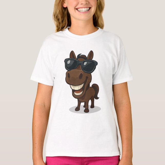 Cool Horse with Shades T-Shirt (Front)