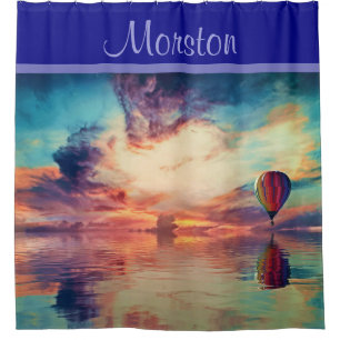 Cool Hot Air Balloon Name Navy Shower Curtain