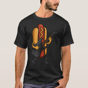 Cool Hot Dog Costume With Electric Guitar For A Ro T-Shirt