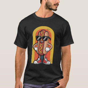 Cool Hot Dog Fast Food Sunglasses Weiner Foodie Re T-Shirt