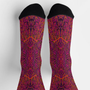 Cool Hot Pink Abstract Branch Pattern Socks