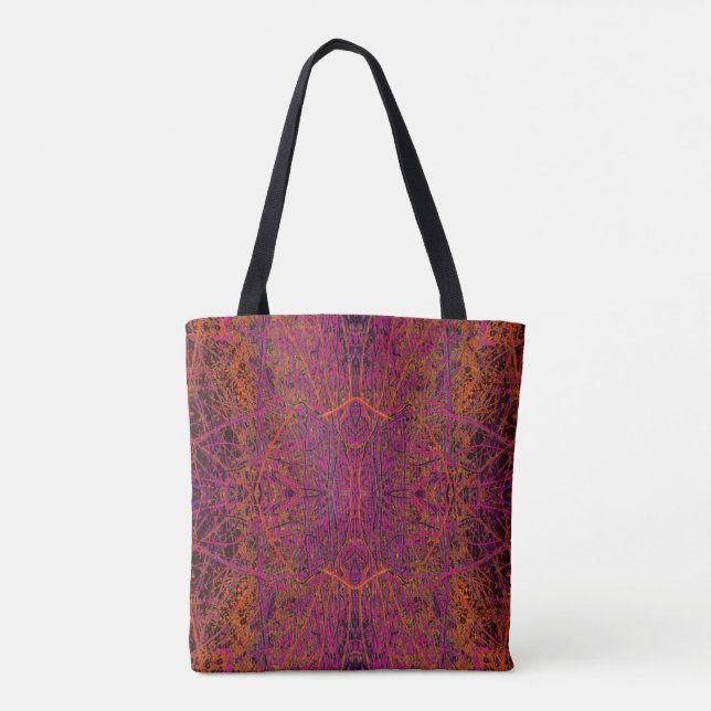 Cool Hot Pink Abstract Branch Pattern Tote Bag (Back)