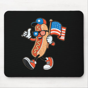 Cool Hotdog Sungles With American Flag 4th Of July Mouse Mat