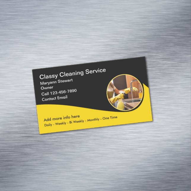 Cool House Cleaning Services Design Magnetic Business Card (In Situ)