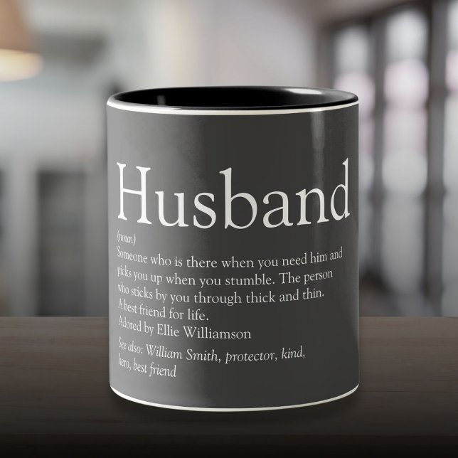 Cool Husband Definition Modern Grey Two-Tone Coffee Mug (Cool Husband Definition Modern Gray Two-Tone Coffee Mug)