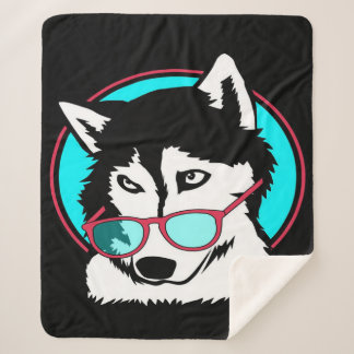 Cool Husky Alaskan Wearing Glasses Lovers Sherpa Blanket