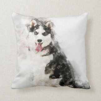Cool Husky Dog Watercolor Gift Lovers Cushion