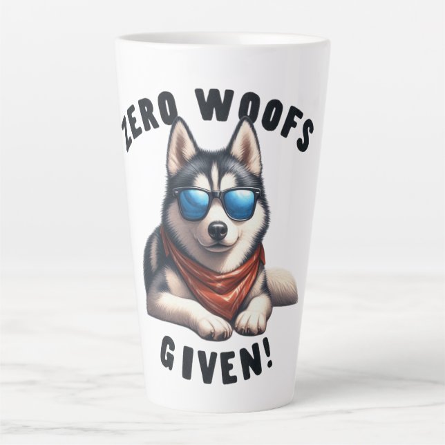 Cool Husky Dog Zero Woofs Given  Latte Mug (Front)