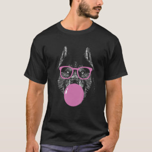 Cool Husky Face Eating Gum And Makes A Bubble Tee