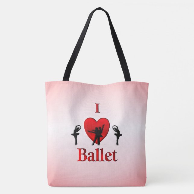 Cool I Heart Ballet Design Tote Bag (Back)
